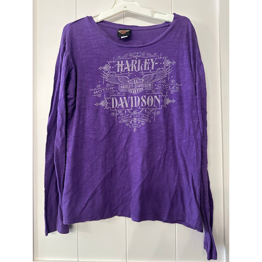Harley Davidson Long Sleeve rhinestone embellished shirt sz Xl in Purple